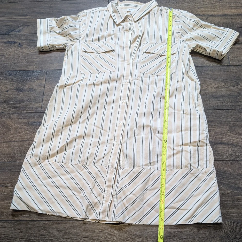 Nordstrom Striped Beige And White Button Up‎ Dress Size Small